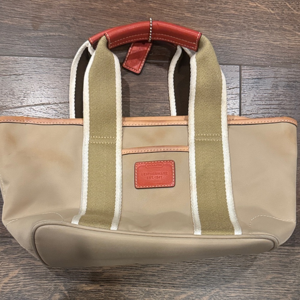 Coach Tan and Red Tote Bag